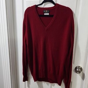 Glen Lyon 100% Cashmere Mens Sweater V Neck Wine Color Size 44 Large